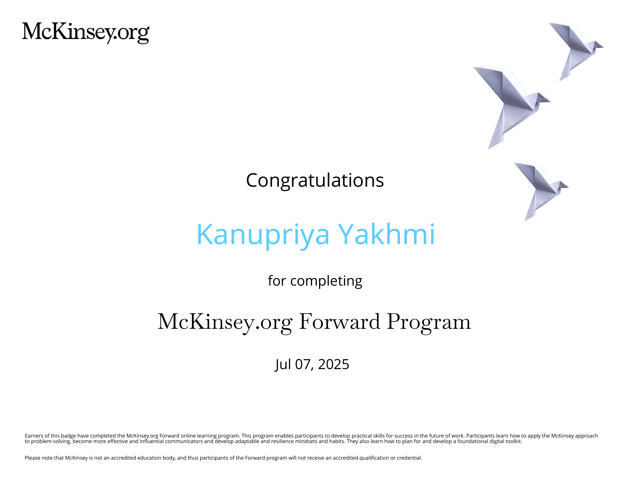 McKinsey Certificate
