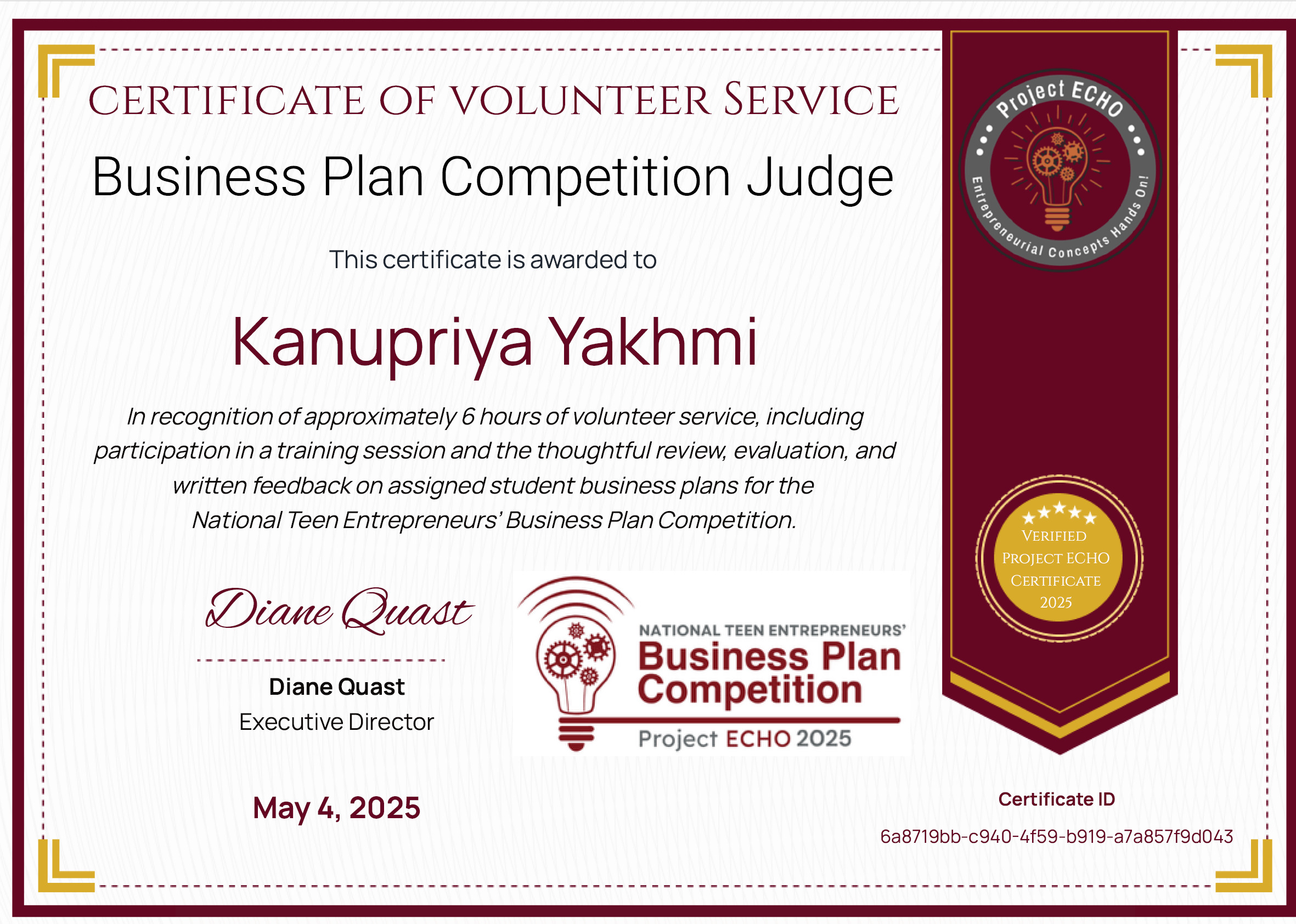 Project ECHO Certificate